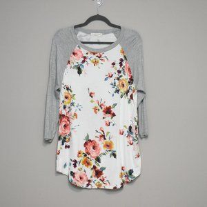 First Look 3/4 Sleeve Floral Tee